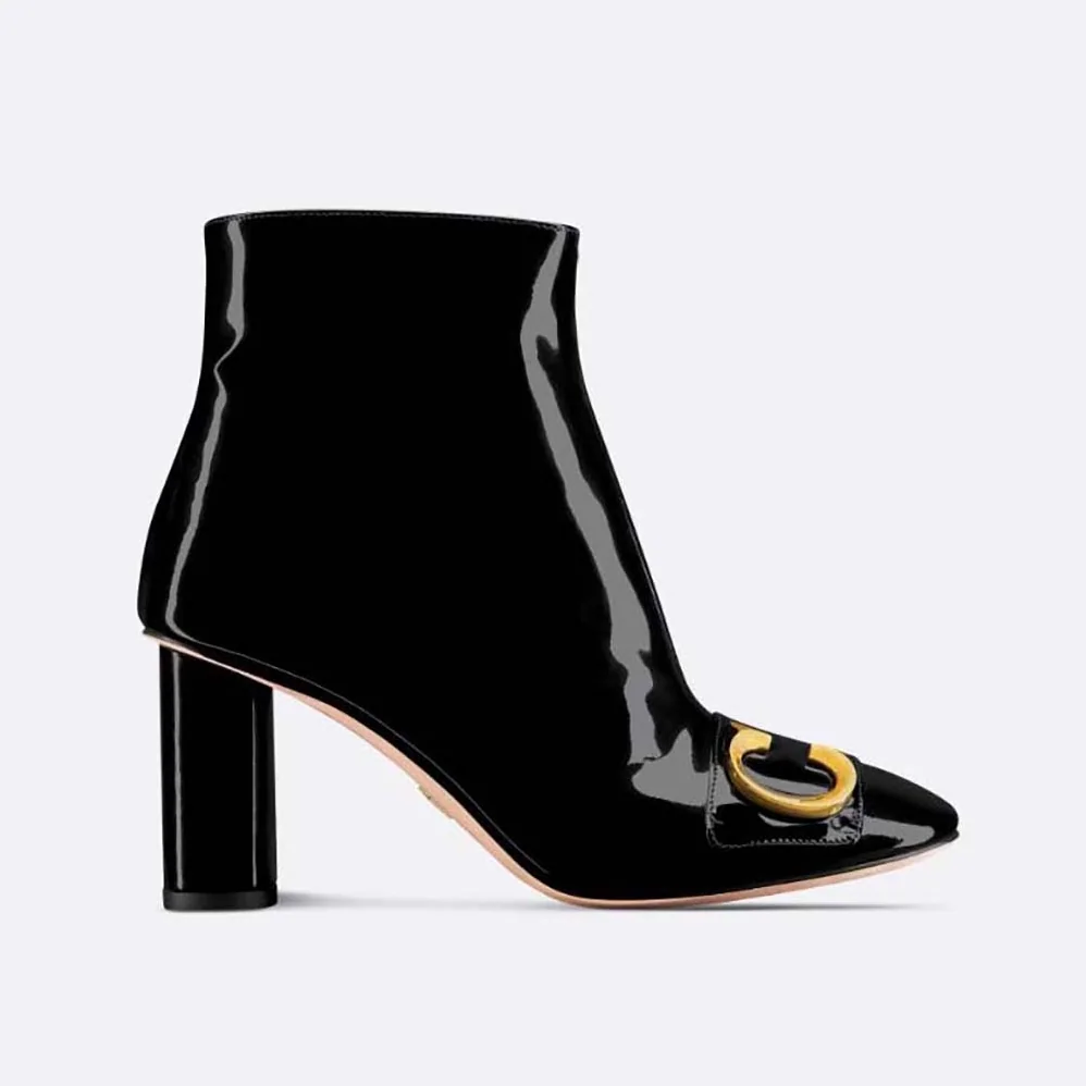 Dior C'est Dior Heeled Ankle Boot Black Patent Calfskin for Women