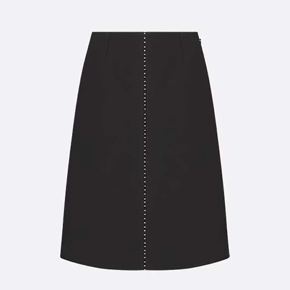 Dior Embroidered Skirt Black Wool and Silk for Women Dior Embroidered Skirt Black Wool and Silk for Women