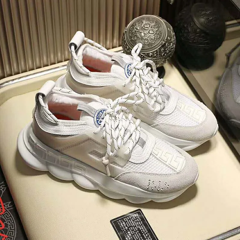 Versace Shoes Chain Reaction Sneakers for Unisex in White Versace Shoes Chain Reaction Sneakers for Unisex in White