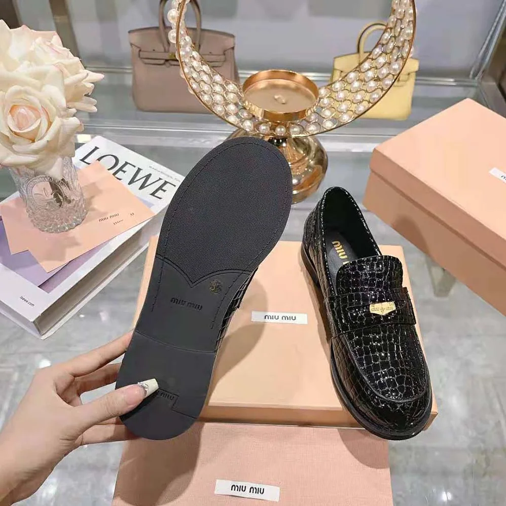 Miu Miu Croco for Women in print Leather Penny Loafers Miu Miu Croco for Women in print Leather Penny Loafers