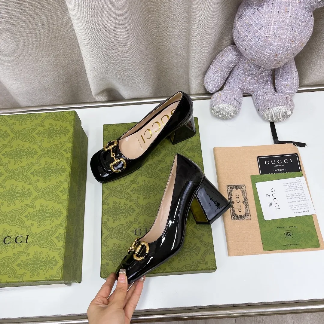 Gucci Mid-Heel Slingback With Horsebit Black GG for Women Gucci Mid-Heel Slingback With Horsebit Black GG for Women