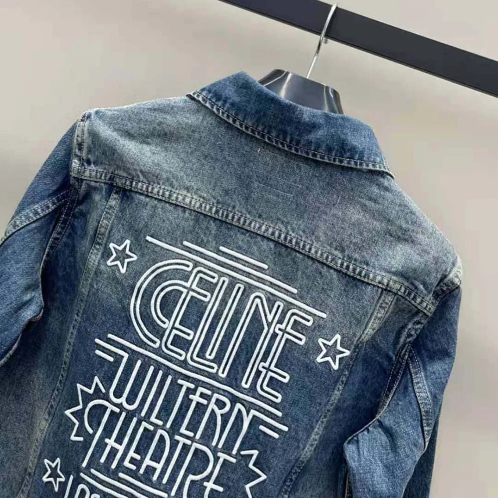 Celine Trucker Jacket in Dark Union Wash Denim for Women