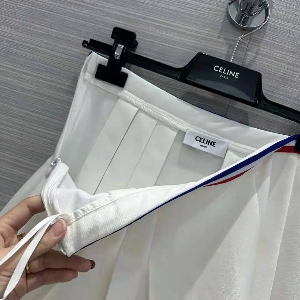 Celine Short Pleated Skirt in Cotton Piqué for Women