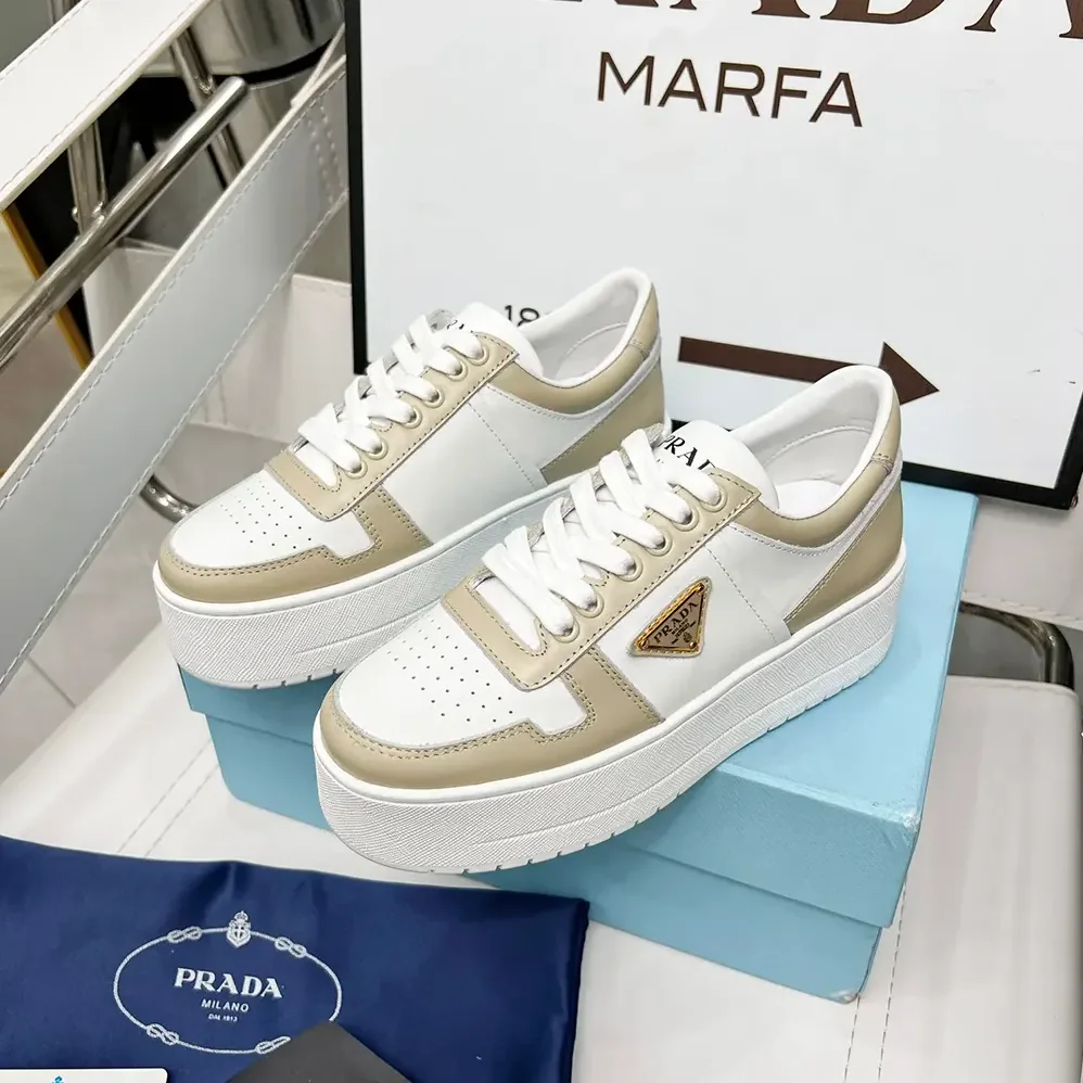 Prada Downtown Bold Leather Sneakers for Women