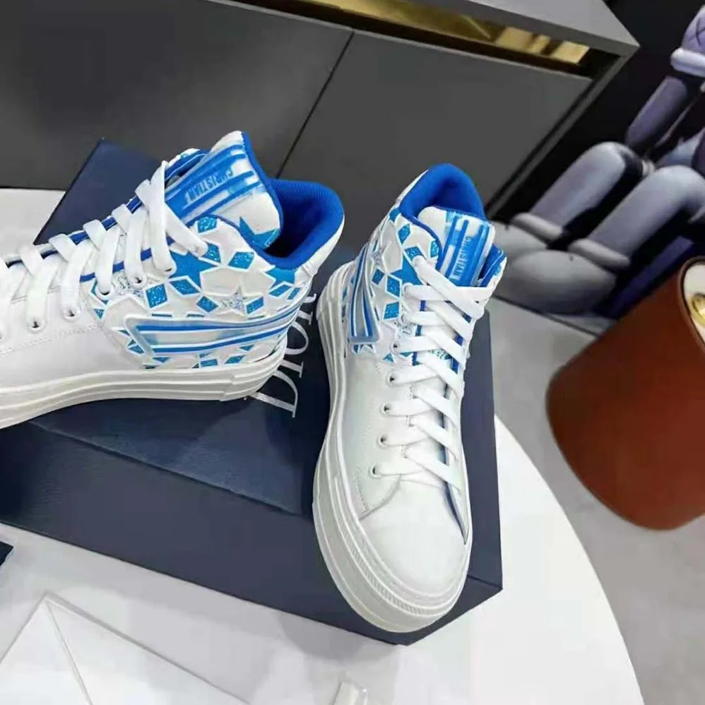 Dior Walk N Dior Star Sneaker Bright Blue and White Calfskin and Technical Fabric for Unisex