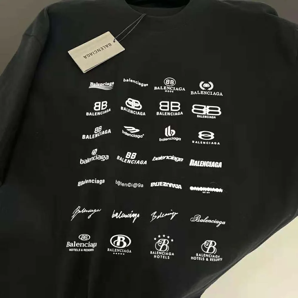 Balenciaga Archives Logos T-shirt Oversized in Light Black for Men