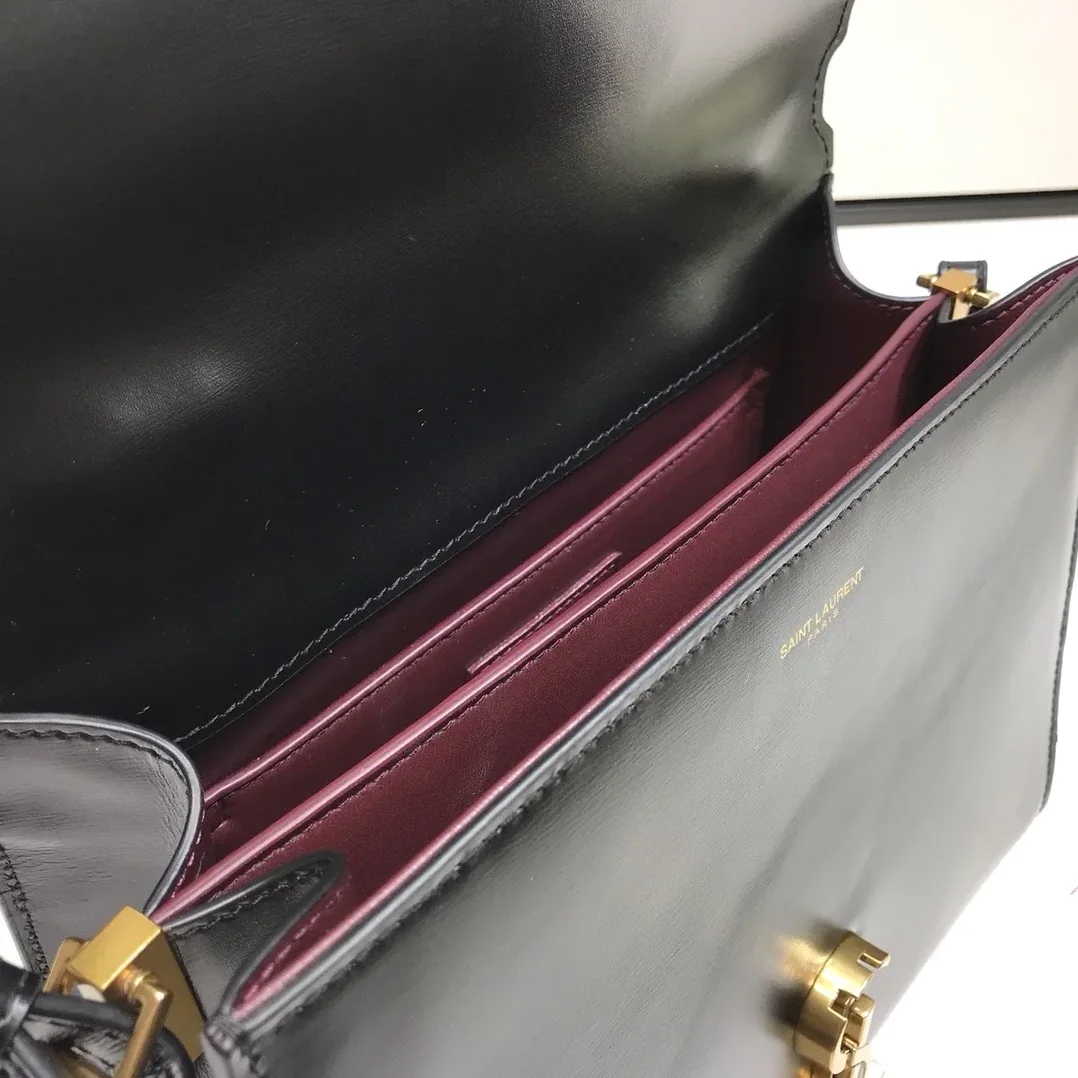 Saint Laurent Cassandra Medium Top Handle Bag In Grain Black in YSL