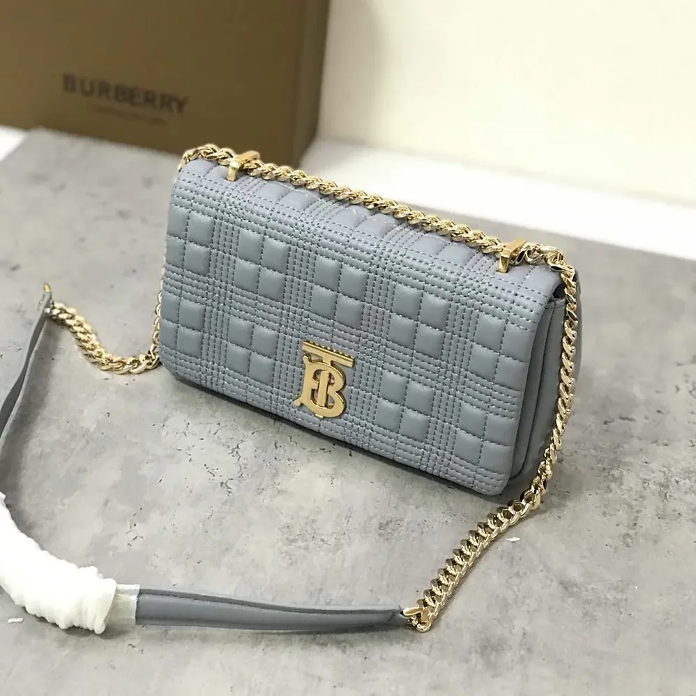 Burberry Small Quilted Lambskin Lola Bag for Women in Blue