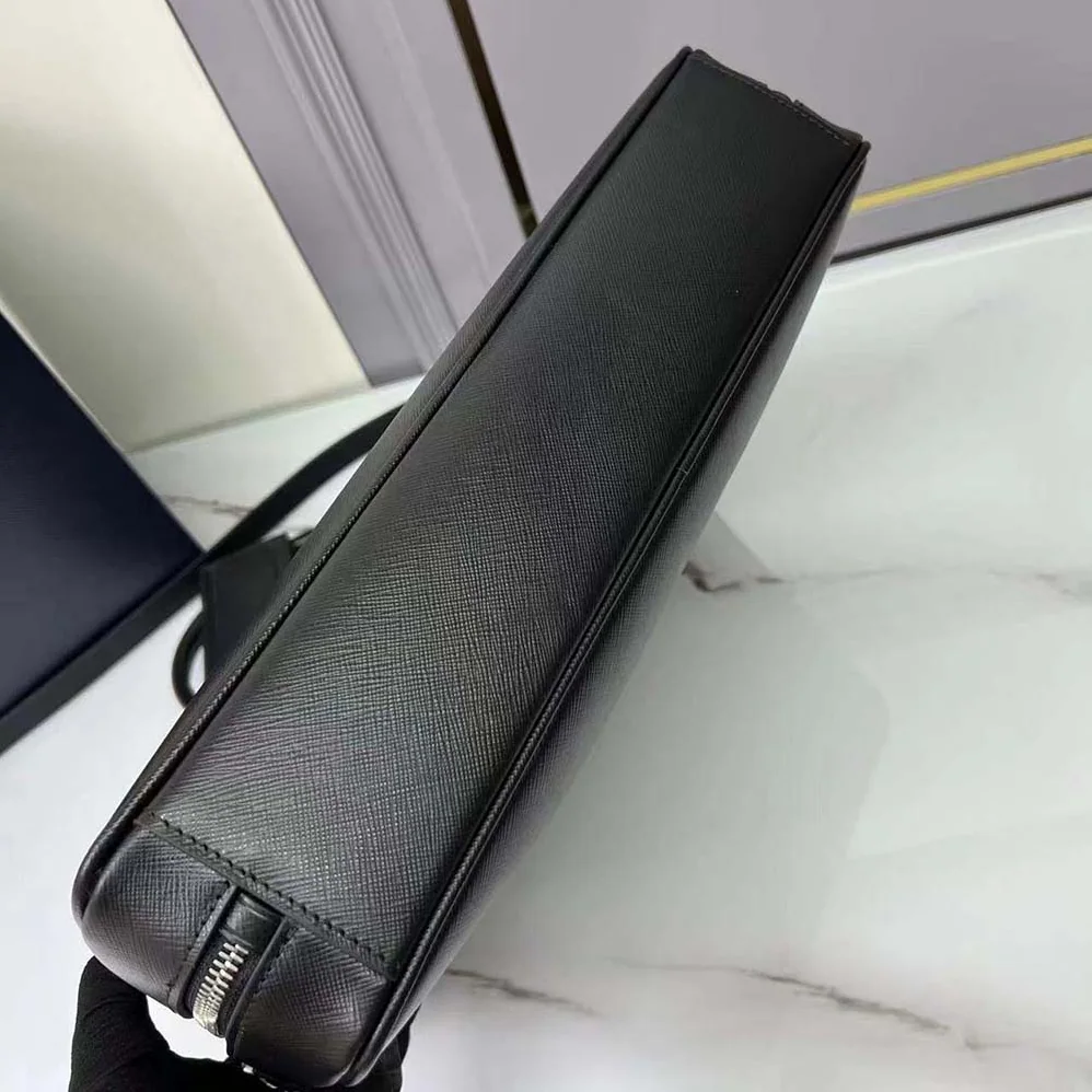 Prada Saffiano Leather Work Bag for Men in Black