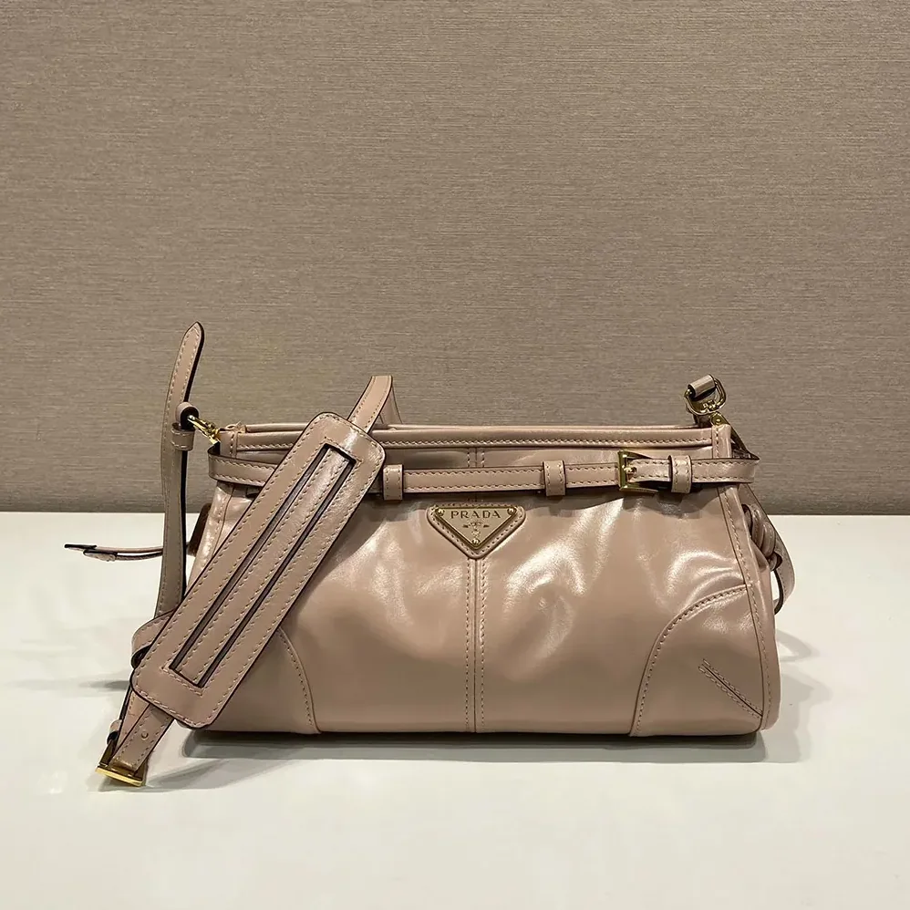 Prada Small Leather Shoulder Bag for Women in Pink