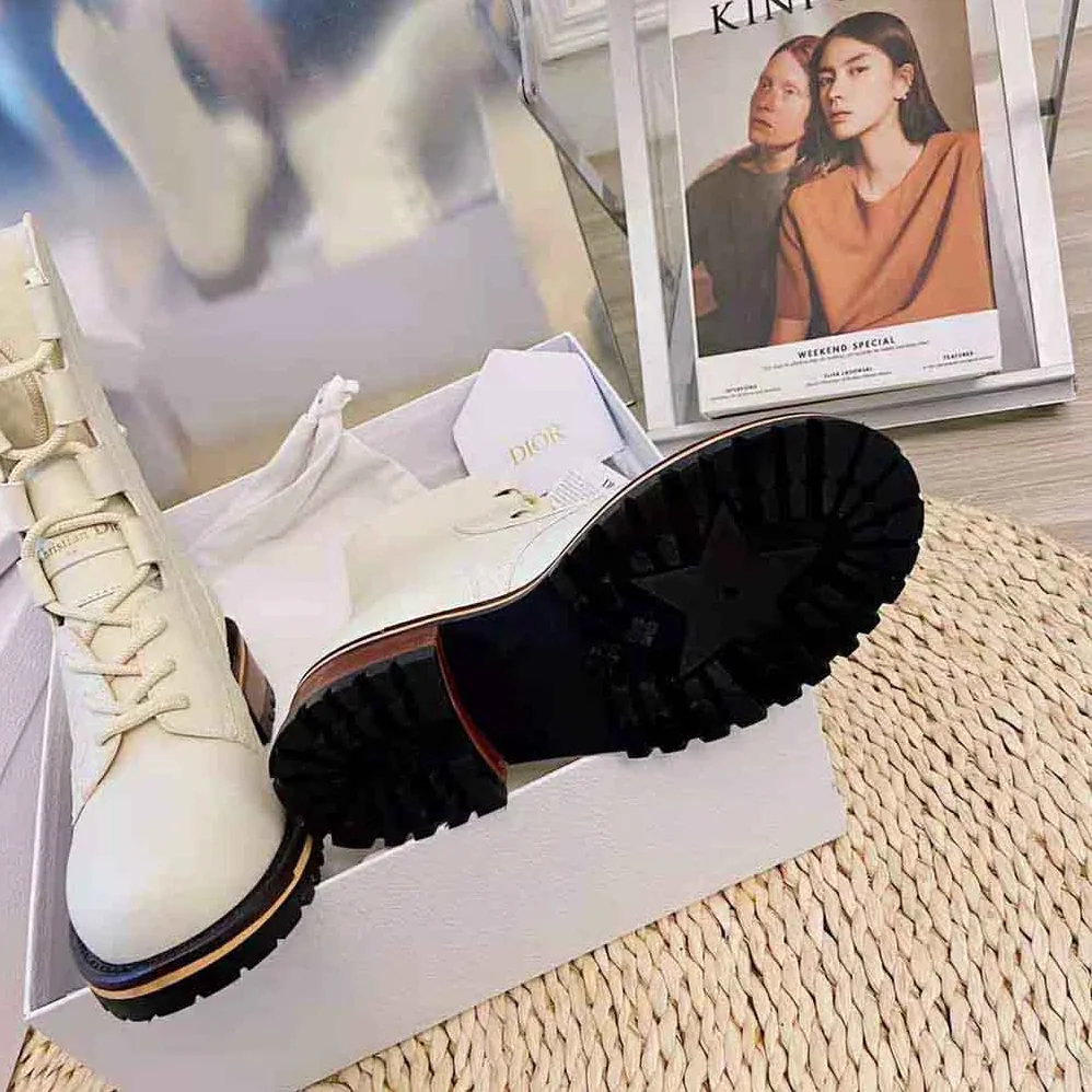 Dior Quest Boot White Embossed Calfskin for Women