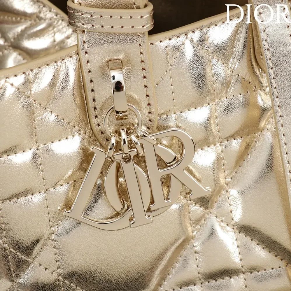 Dior Medium Dior Toujours Bag Metallic Gold for Women in Tone Macrocannage Calfskin Dior Medium Dior Toujours Bag Metallic Gold for Women in Tone Macrocannage Calfskin