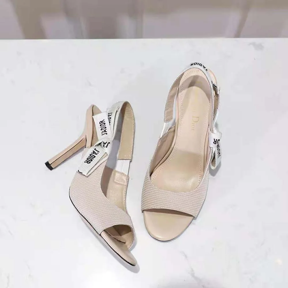 Dior J'adior Heeled Sandal Nude Technical Fabric in 8.5cm Heel for Women