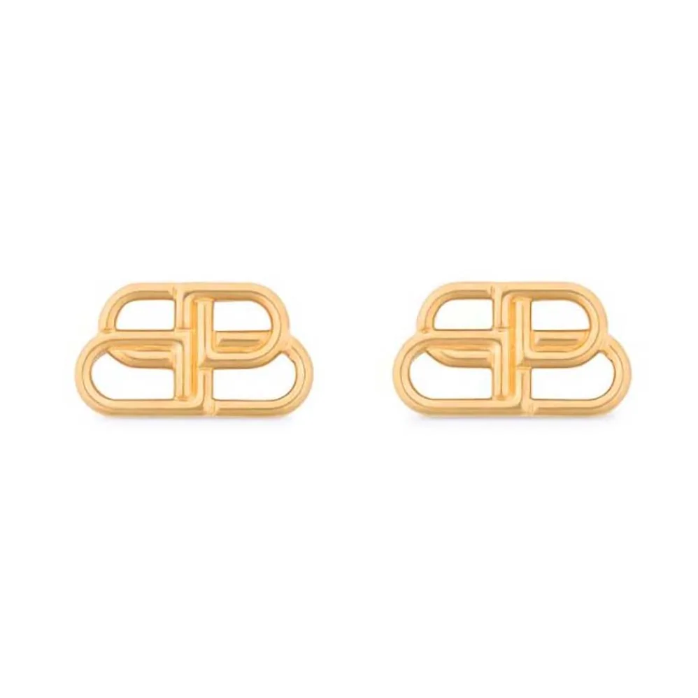 Balenciaga BB S Stud Earrings in Gold Brass for Women Balenciaga BB S Stud Earrings in Gold Brass for Women