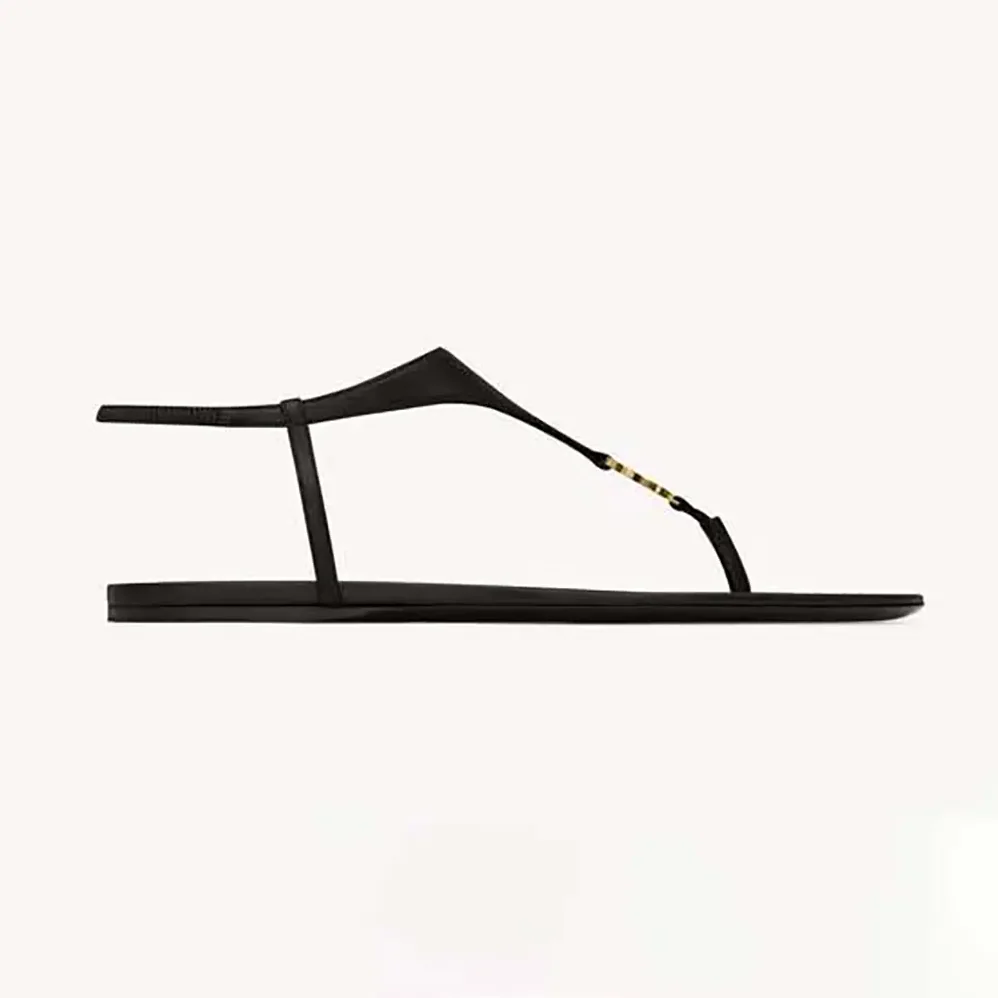 Saint Laurent YSL Cassandra Sandals in Smooth Leather for Women
