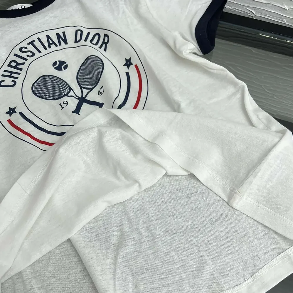 Dior Vibe T-Shirt White Cotton and Linen Jersey with Three for Women in Tone Signature Dior Vibe T-Shirt White Cotton and Linen Jersey with Three for Women in Tone Signature
