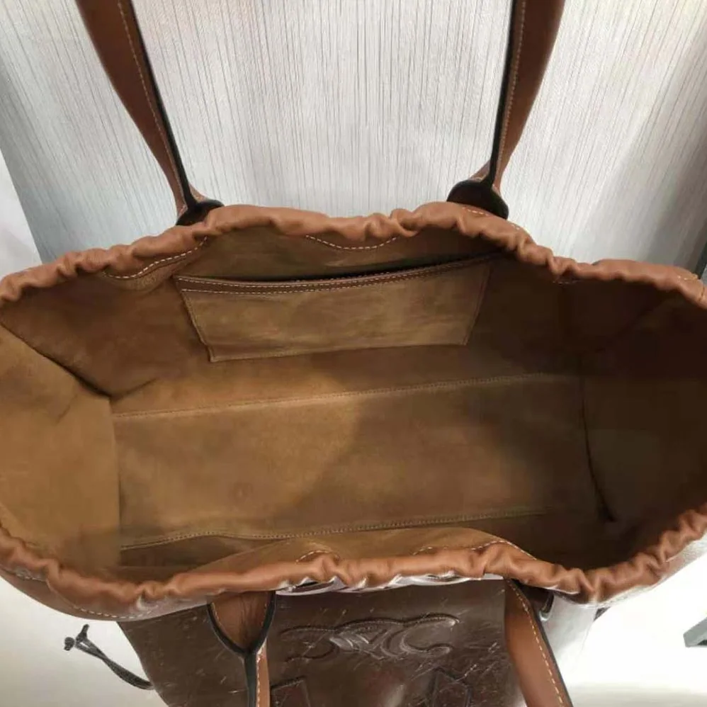 Celine Cabas Drawstring Cuir Triomphe in Smooth Calfskin for Women in Brown