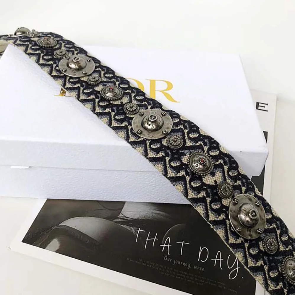 Dior Shoulder Strap with Ring Blue Dior Oblique Embroidery for Women