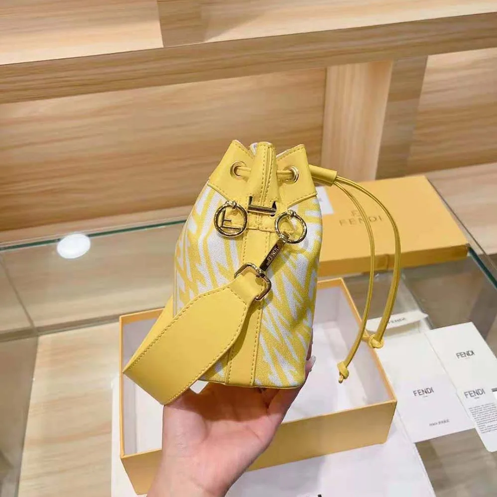 Fendi Mon Tresor Glazed Canvas Mini-Bag for Women in Yellow Fendi Mon Tresor Glazed Canvas Mini-Bag for Women in Yellow