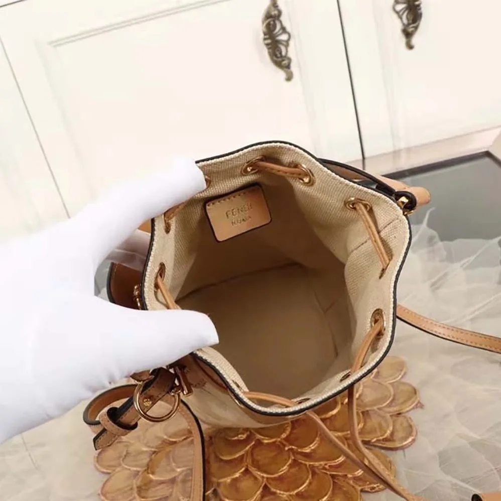 Fendi Mon Tresor Beige Raffia mini Bag in Calf Leather for Women Fendi Mon Tresor Beige Raffia mini Bag in Calf Leather for Women