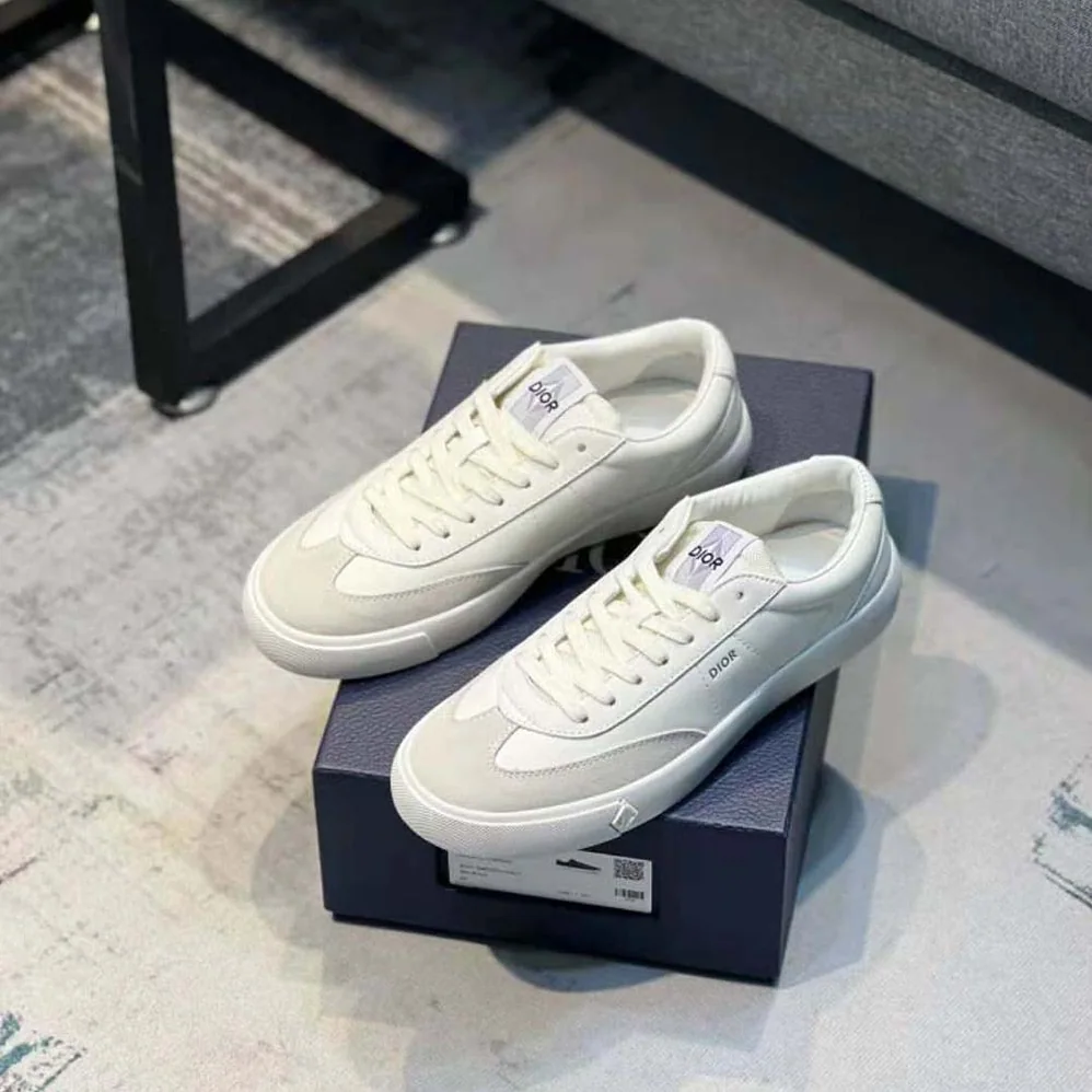 Dior B101 Sneaker Cream Smooth Calfskin and Greige Nubuck for Men Dior B101 Sneaker Cream Smooth Calfskin and Greige Nubuck for Men