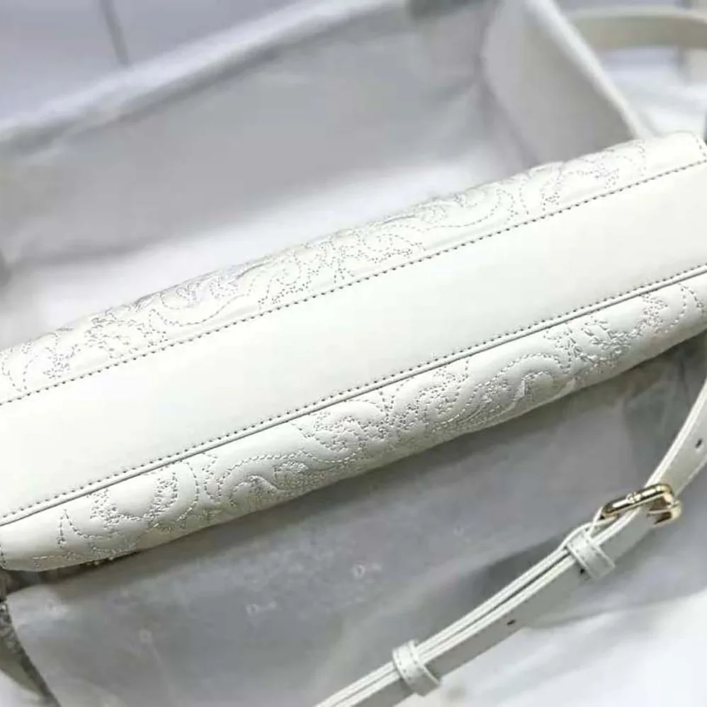 Dior Medium Lady D-joy Bag Latte Quilted-Effect Lambskin with Ornamental Motif for Women
