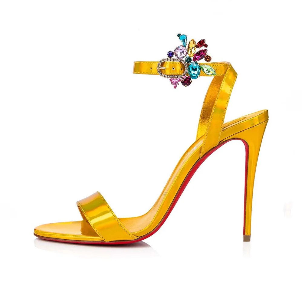 Christian Louboutin Goldie Joli 100 mm Heel Height for Women in Yellow Christian Louboutin Goldie Joli 100 mm Heel Height for Women in Yellow