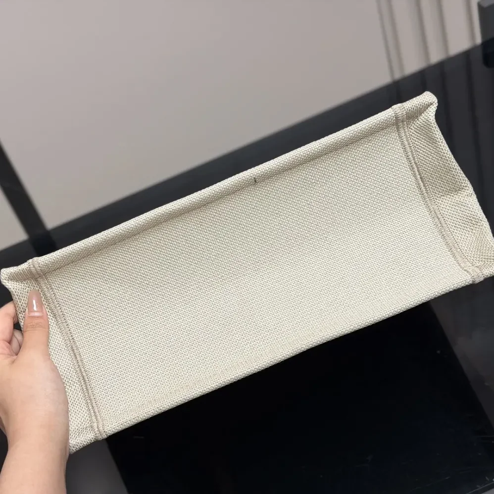 Dior Dioriviera Medium Dior Book Tote with Strap Beige Dior Painted Ribbon Embroidery for Women Dior Dioriviera Medium Dior Book Tote with Strap Beige Dior Painted Ribbon Embroidery for Women