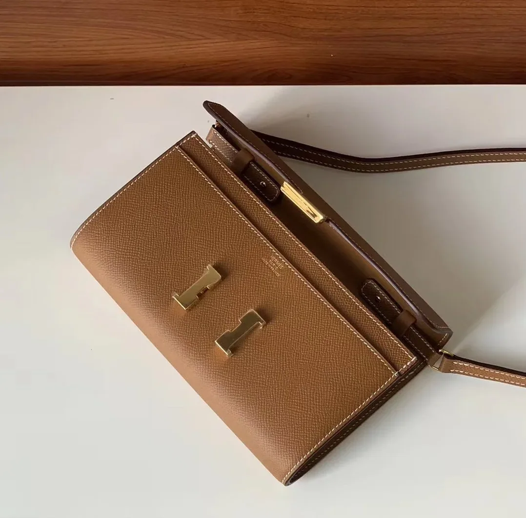 Hermes Constance Togo Long Wallet in Gold Toned Hardware Brown Hermes Constance Togo Long Wallet in Gold Toned Hardware Brown
