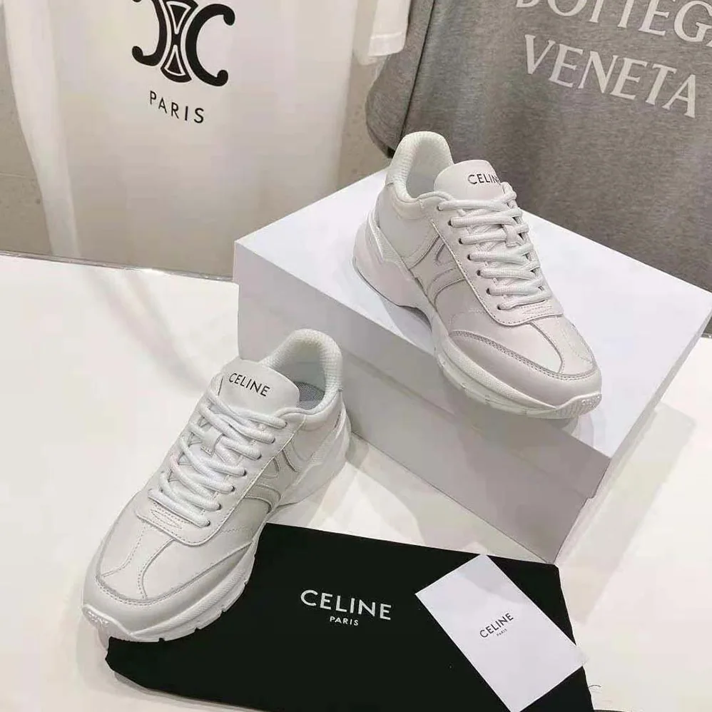 Celine Runner Cr-02 Low Lace-up Sneaker in Calfskin for Unisex in White Celine Runner Cr-02 Low Lace-up Sneaker in Calfskin for Unisex in White