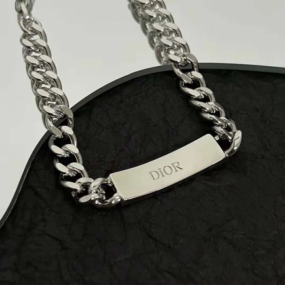Dior Christian Dior Couture Chain Link Bracelet Silver for Men in Finish Brass