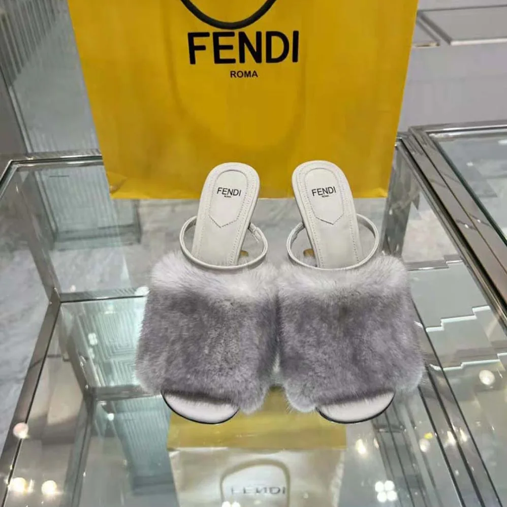 Fendi First Pale Grey Mink High for Women in Heeled Sandals