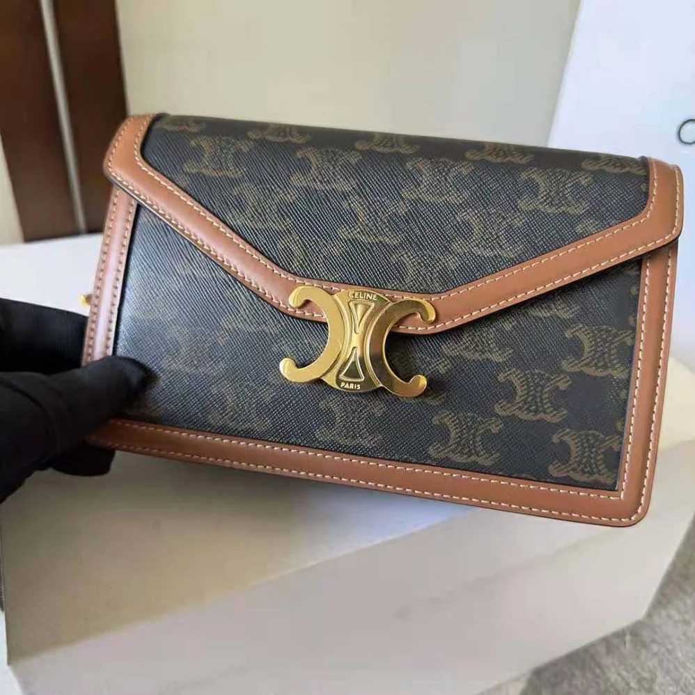 Celine Wallet on Chain Margo in Triomphe Canvas and Calfskin for Women Celine Wallet on Chain Margo in Triomphe Canvas and Calfskin for Women