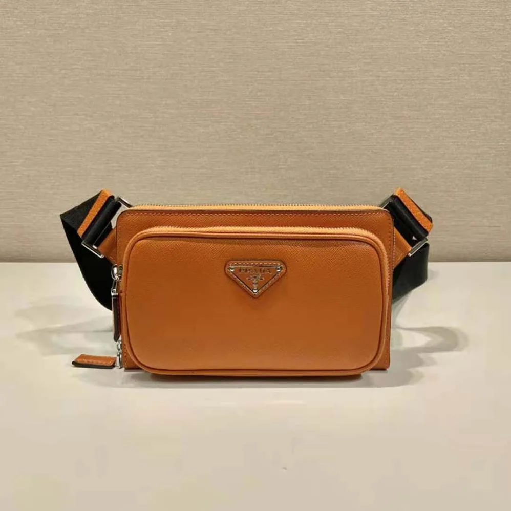 Prada Saffiano Leather Belt Bag for Men in Orange Prada Saffiano Leather Belt Bag for Men in Orange