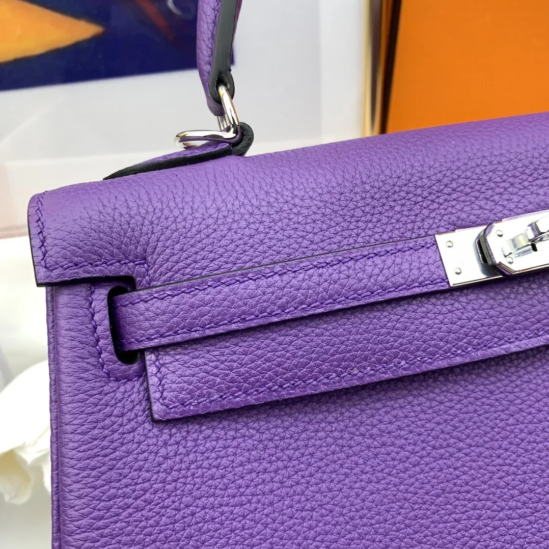 Hermes Kelly 25 Retourne Togo Purple Bag