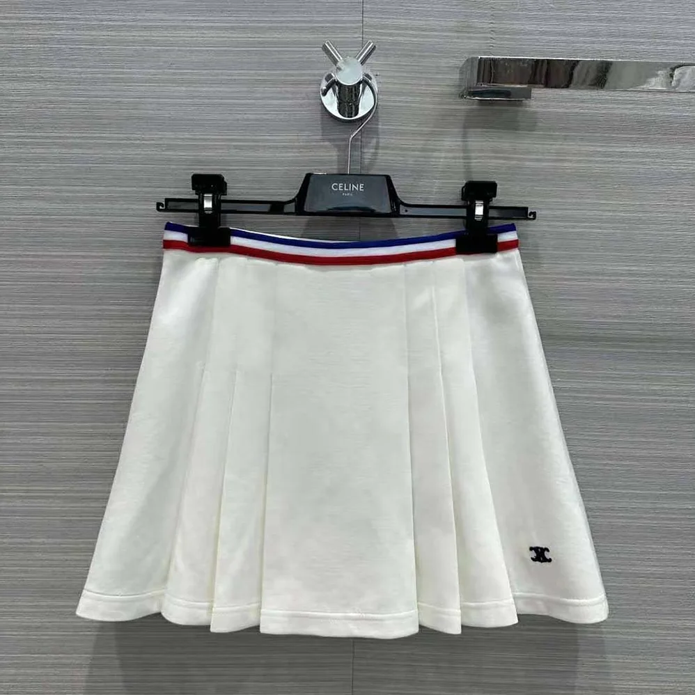 Celine Short Pleated Skirt in Cotton Piqué for Women