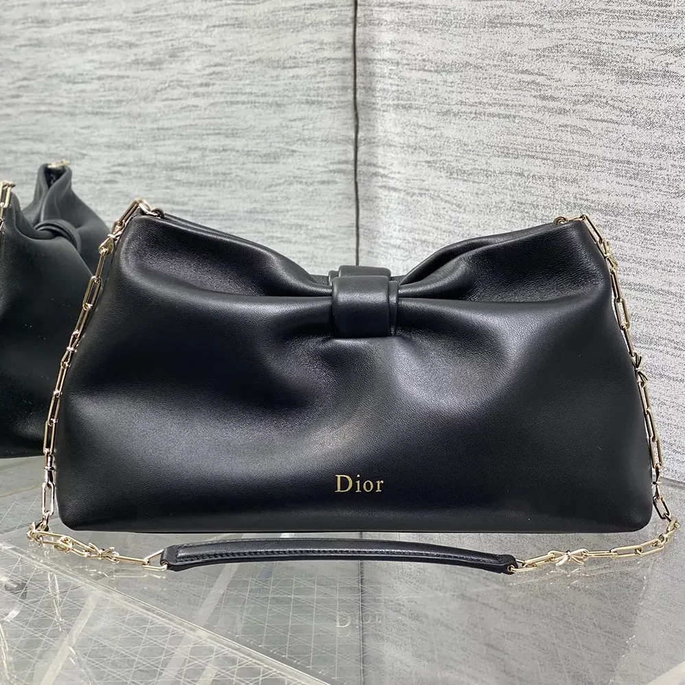 Dior Medium Dior Bow Bag Black Lambskin for Women