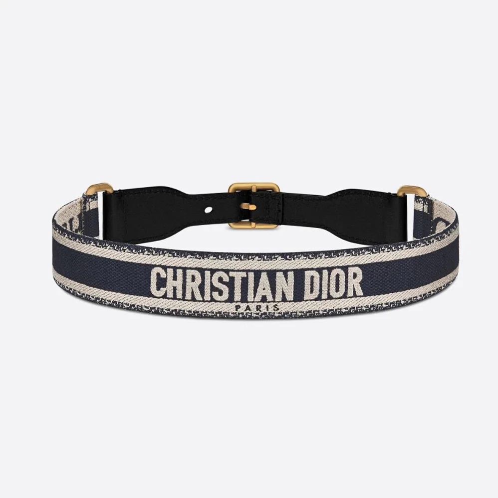 Dior Christian Dior Belt Blue and Cream Christian Dior Embroidered Canvas for Women Dior Christian Dior Belt Blue and Cream Christian Dior Embroidered Canvas for Women