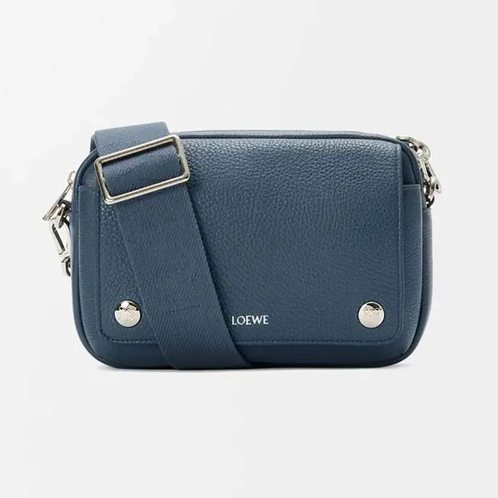 Loewe Small Pebble Messenger Bag in Supple Grained Calfskin for Unisex in Navy Loewe Small Pebble Messenger Bag in Supple Grained Calfskin for Unisex in Navy