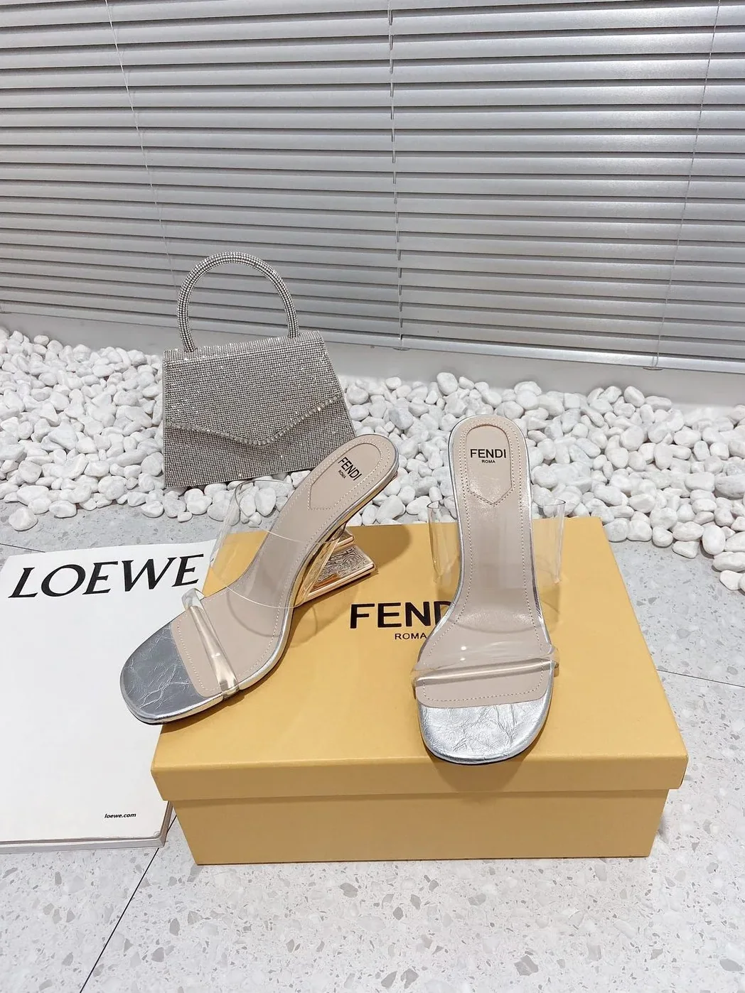 Fendi First Silver Transparent High in Heeled Sandals Fendi First Silver Transparent High in Heeled Sandals