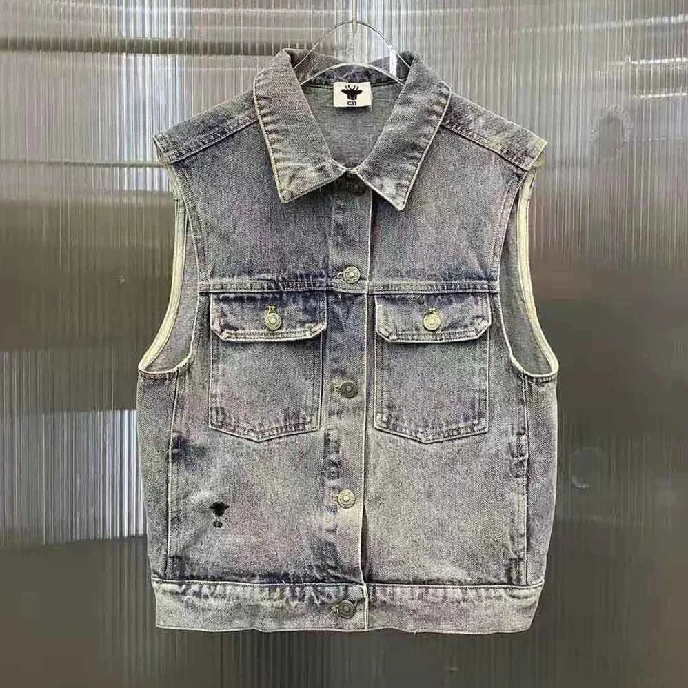 Dior Sleeveless Jacket Blue Cotton Denim for Women Dior Sleeveless Jacket Blue Cotton Denim for Women