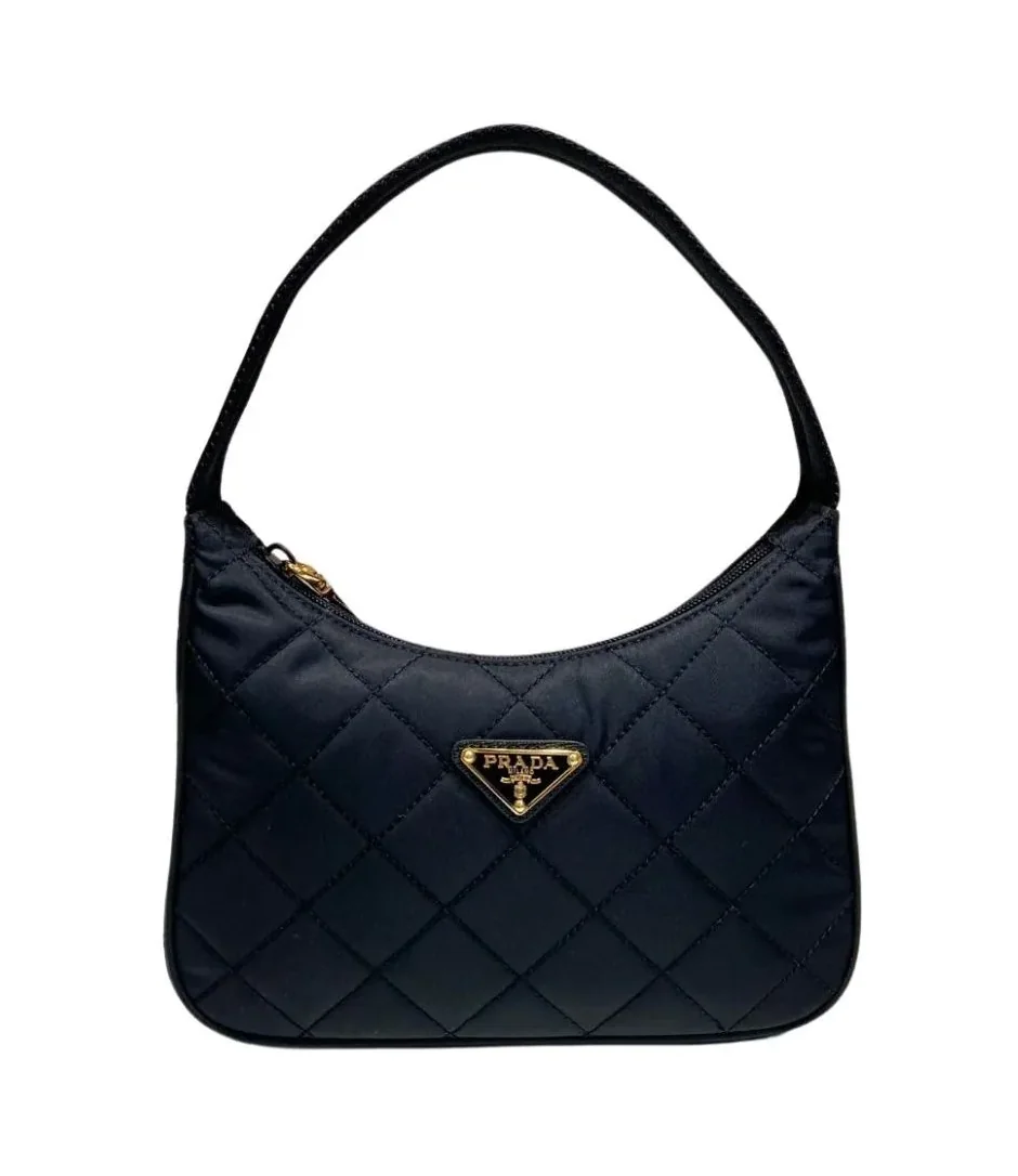Prada Contenitore Maniglia Tessutu Quilted Shoulder Bag Black / Prada Contenitore Maniglia Tessutu Quilted Shoulder Bag Black /