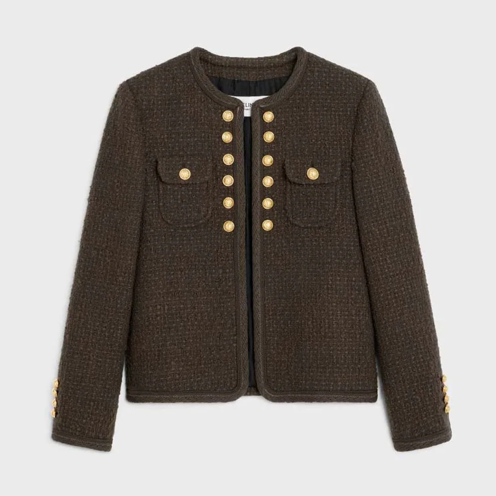 Celine Chelsea Jacket in Bouclette Natté for Women in Green
