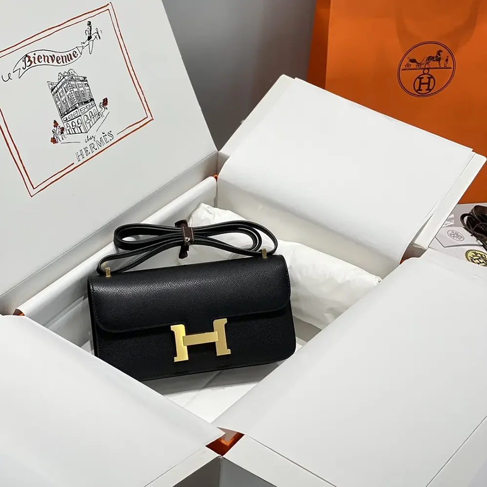Hermes Constance Elan Epsom Gold for Women in Black