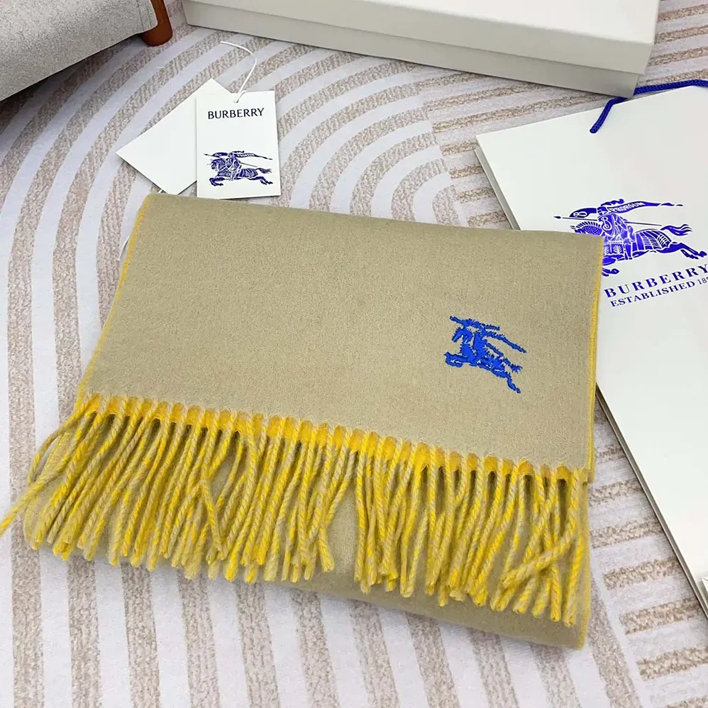 Burberry Reversible Cashmere Scarf for Unisex in Yellow Burberry Reversible Cashmere Scarf for Unisex in Yellow