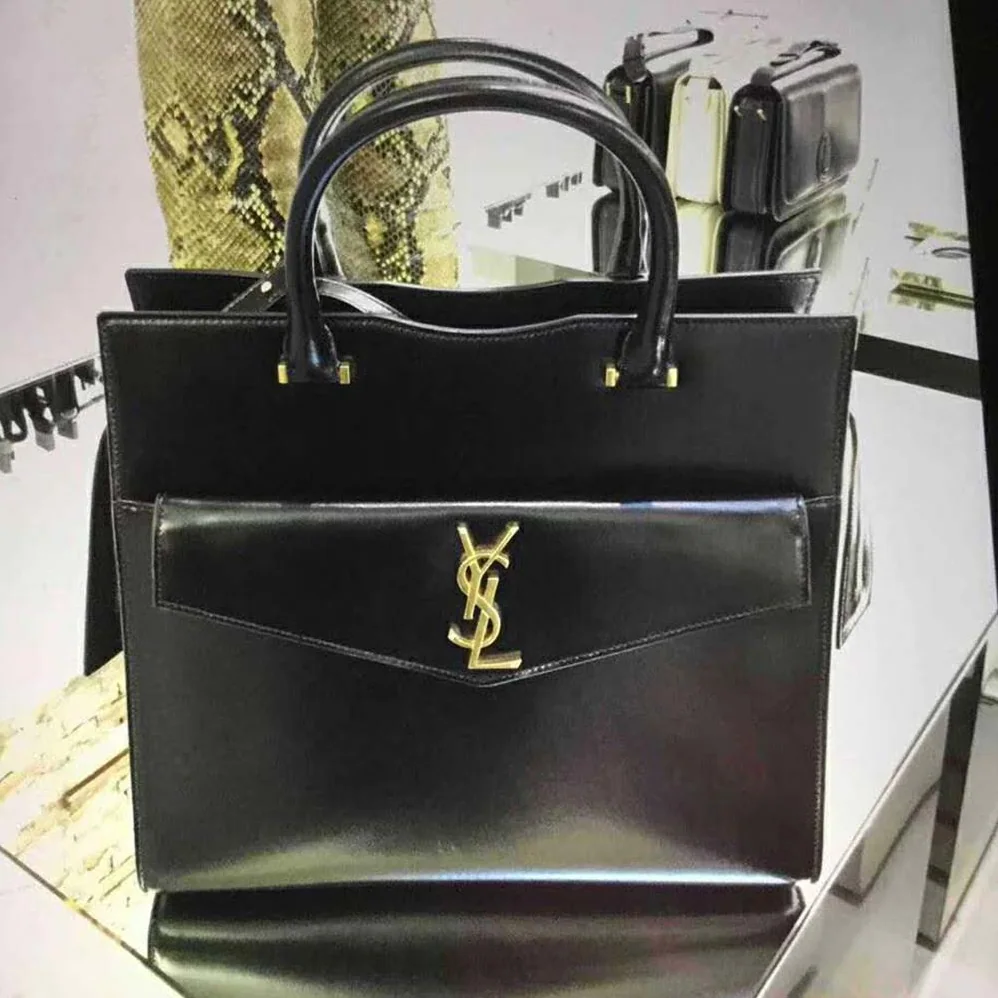 Saint Laurent YSL Uptown Small Tote Shiny Smooth Leather for Women in Black Saint Laurent YSL Uptown Small Tote Shiny Smooth Leather for Women in Black