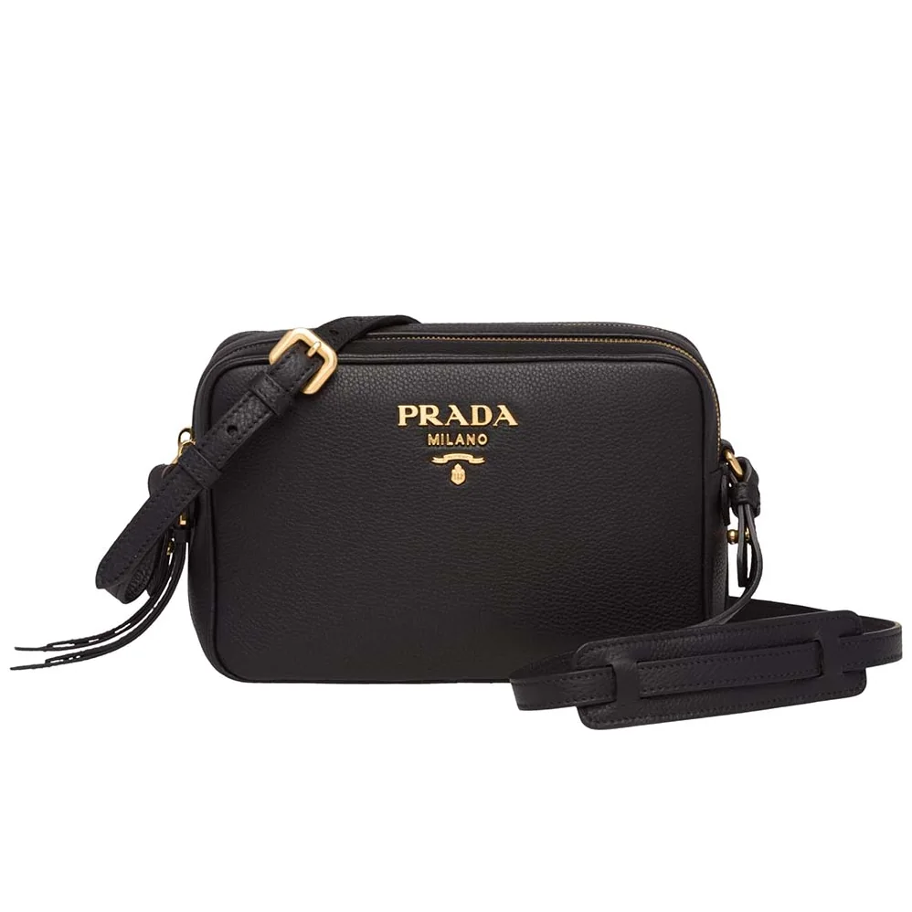 Prada Calf Leather Shoulder Bag for Women in Black Prada Calf Leather Shoulder Bag for Women in Black
