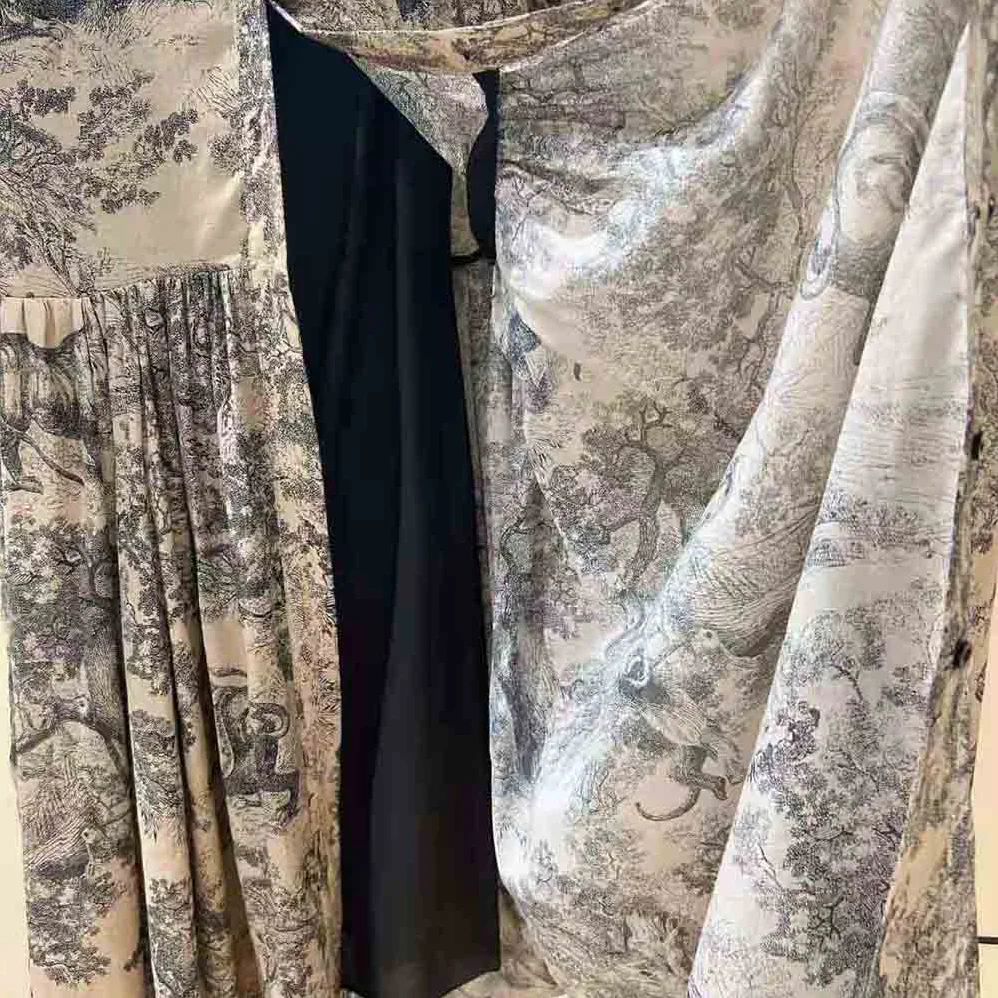 Dior Shirt Dress Hazelnut Cotton Voile with Toile de Jouy Motif for Women Dior Shirt Dress Hazelnut Cotton Voile with Toile de Jouy Motif for Women