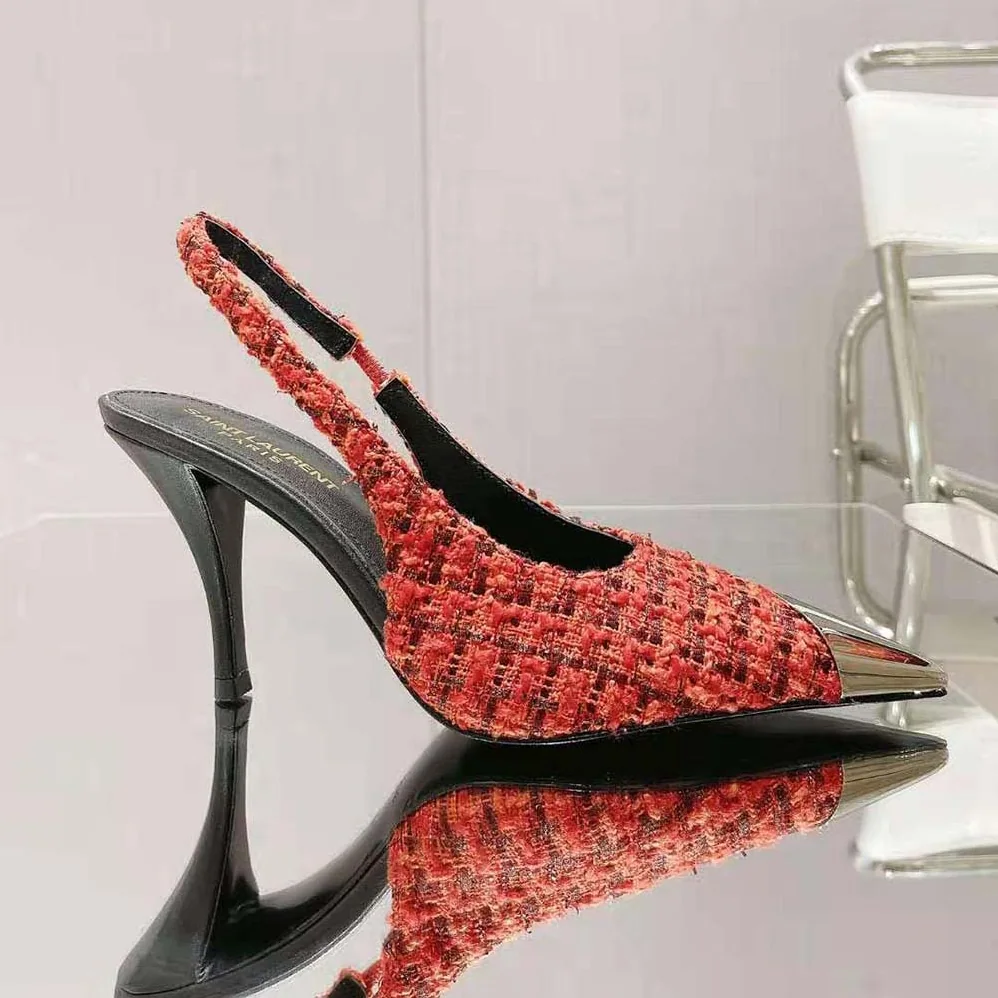 Saint Laurent YSL Vesper Slingback Pumps in Saint Laurent Tweed for Women