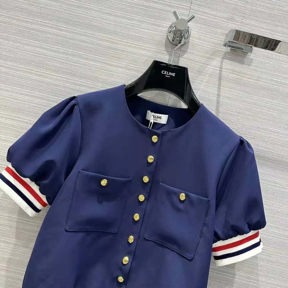 Celine Cardigan Jacket in Cotton Gabardine for Women in Navy